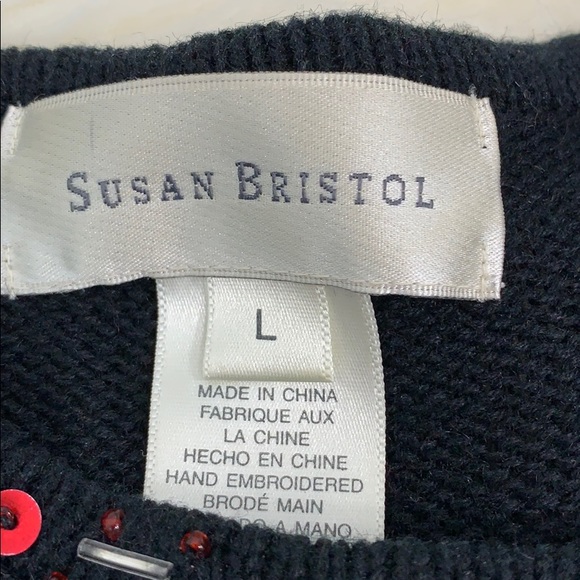 Susan Bristol Santa holiday black sweater EUC - Picture 5 of 8